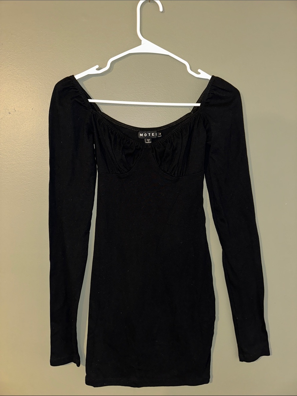 Motel Rocks Black Long Sleeve Square-Neck Slim Top